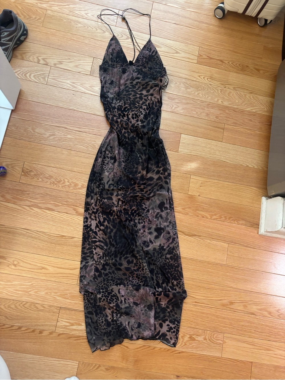 I.AM.GIA Leopard Print Slip Maxi Dress - Black/Brown